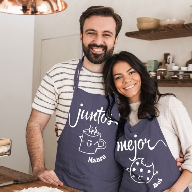 Delantal Pareja 'Mejor Juntos' Café Galleta