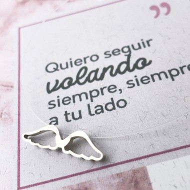 Pulsera Alas en plata con frase