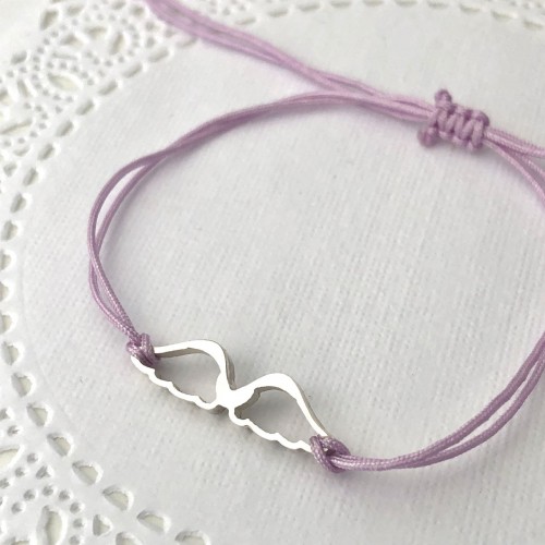 Pulsera Alas en plata con frase