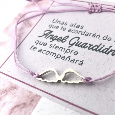 Pulsera Alas en plata con frase