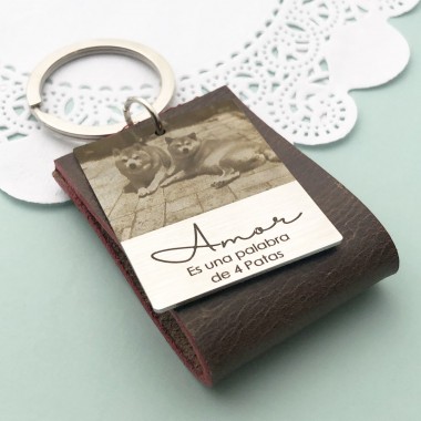 Llavero Cuero y Acero - Personalizable