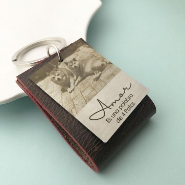Llavero Cuero y Acero - Personalizable