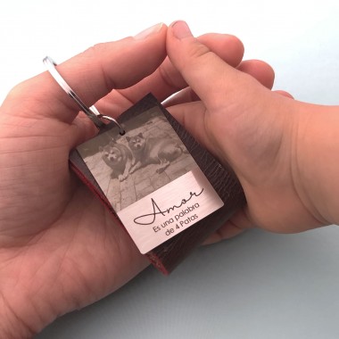 Llavero Cuero y Acero - Personalizable